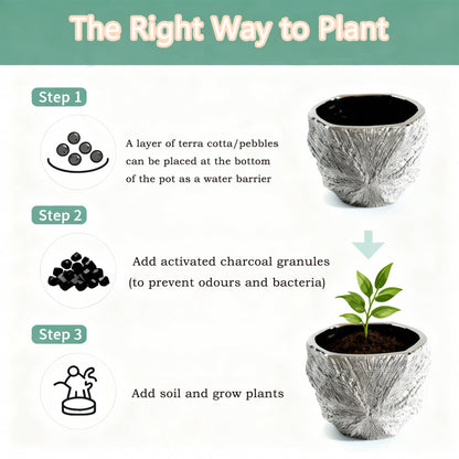YIOXIN Silver Plated Ceramic Flower Pot - Small Pot Without Drainage Hole, Designed for Succulents, Cacti, and Small Green Plants