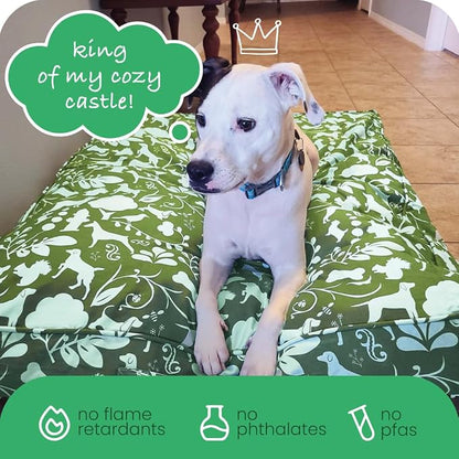 Molly Mutt Huge Dog Bed Cover, Amarillo by Morning, Olive Green & Light Blue 36"x45"x5"