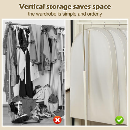 GliCraft 50 Inch Acid Free Cotton Muslin Suit Garment Bag Long Dress Suit Storage Box Closet Organizer for Suits, Coats, Travel Bag