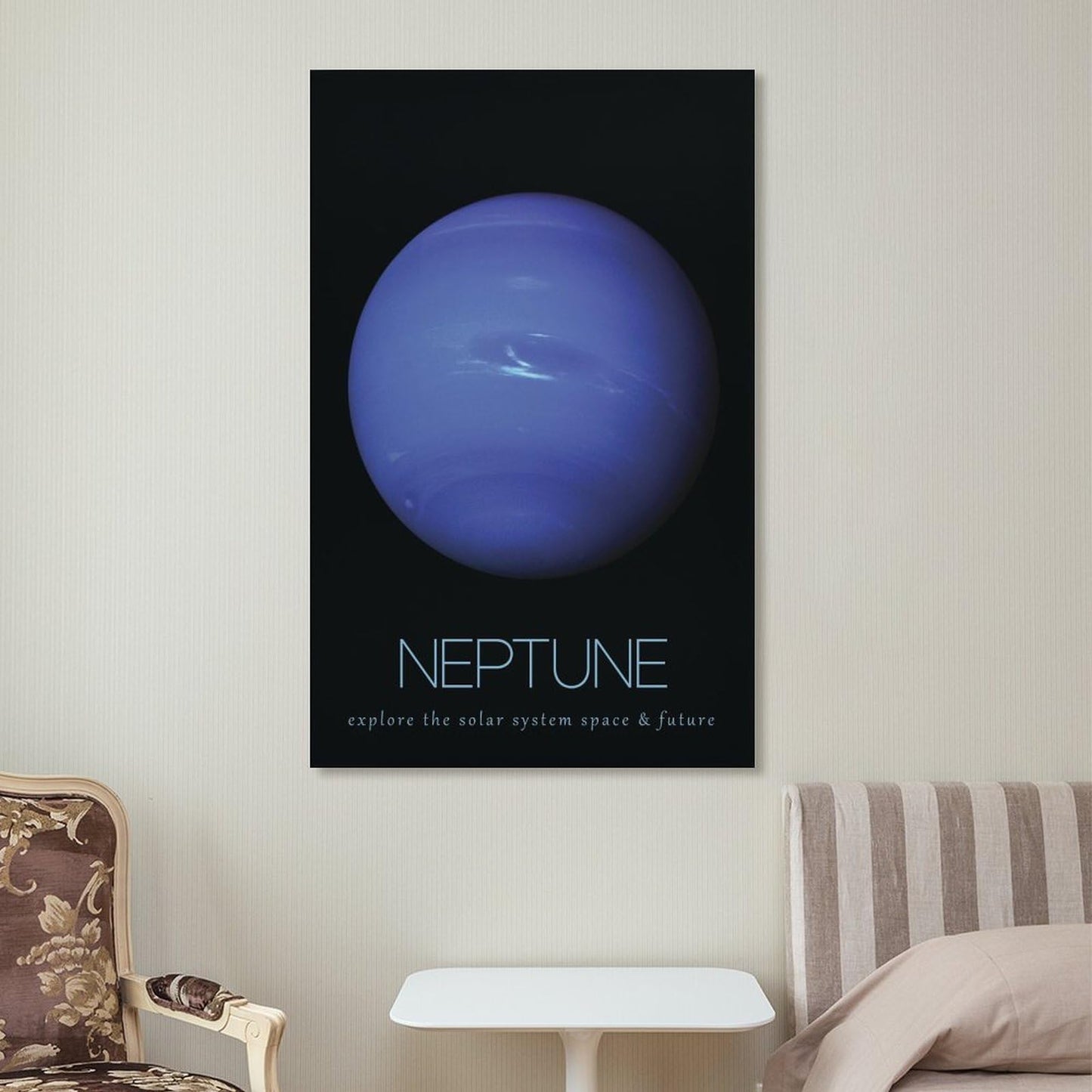 LGDSBHH Minimalist Neptune Solar System Canvas Wall Art - Educational Space Planet Poster - Science Classroom & Kids Bedroom Decor - 12x18 Inch (Unframed)