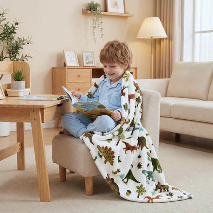 VigorSpring Dinosaur Blanket for Boys - 50"x60", Cozy Soft Plush Kids Throw Blanket for Boys Toddler, Ideal Home Party Decor & Gift for Christmas Halloween Birthday Easter