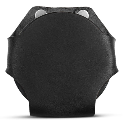 Leather Dip Can Holder (Black) – Slip-On Holster for Tobacco, Snuff & ZYN-Size Nicotine Pouch Cans – Full Grain Leather Belt Pouch w/Solid Brass Rivets – Durable Belt Accessory for Men