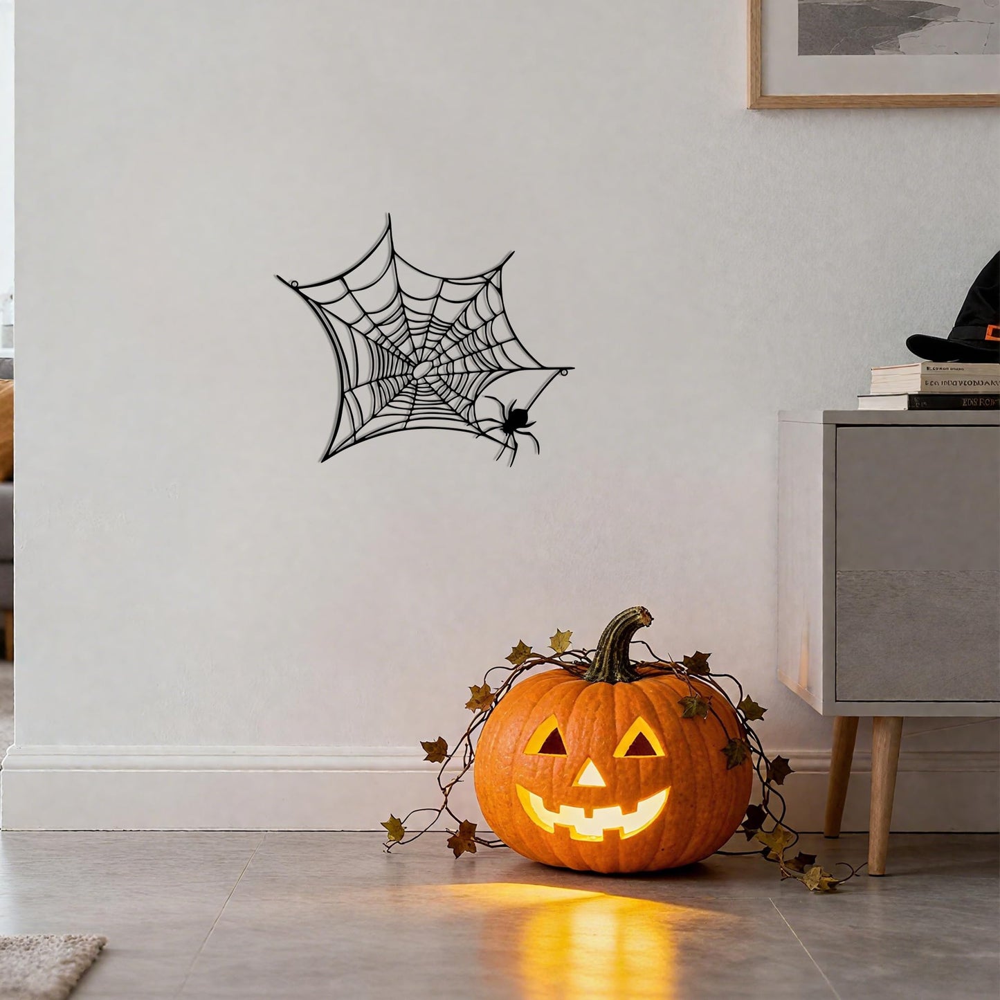 YATEASLU Halloween Interior Wall Decor, Halloween Spider Decoration, Scary Spiderweb Wall Sculpture for Grunge Style Room Decor