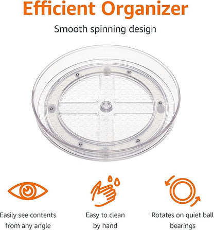 Amazon Basics Clear Lazy Susan Turntable Organizer for Organization, 12-Inch (Pack of 8)