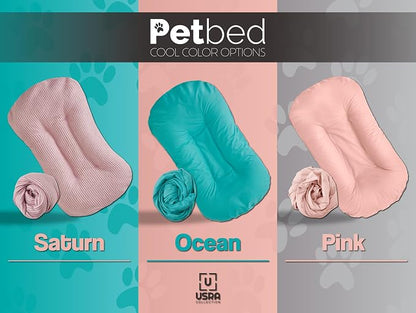 USRA 100% Cotton Orthopedic Pet Bed Gift Set with 2 Covers 28"x20" Dog Cat Recovery Pillow Hypoallergenic Natural Oeko-TEX Certified Comfy Kennel Pillow - Eagle Latte Colors