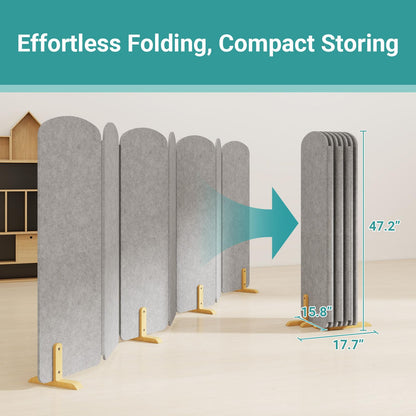 Foldable Kids Room Divider, Freestanding Classroom Partition,Toddler Play Screen, Children's Playroom Separator, Noise Reducing Felt Panel for Preschool, Daycare & Focused Learning at Home Library