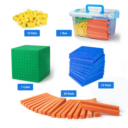 stochastic box Base Ten Blocks Plastic and Foam Base Ten Set Place Value Blocks for Early Counting Math Toy for 1st Grade