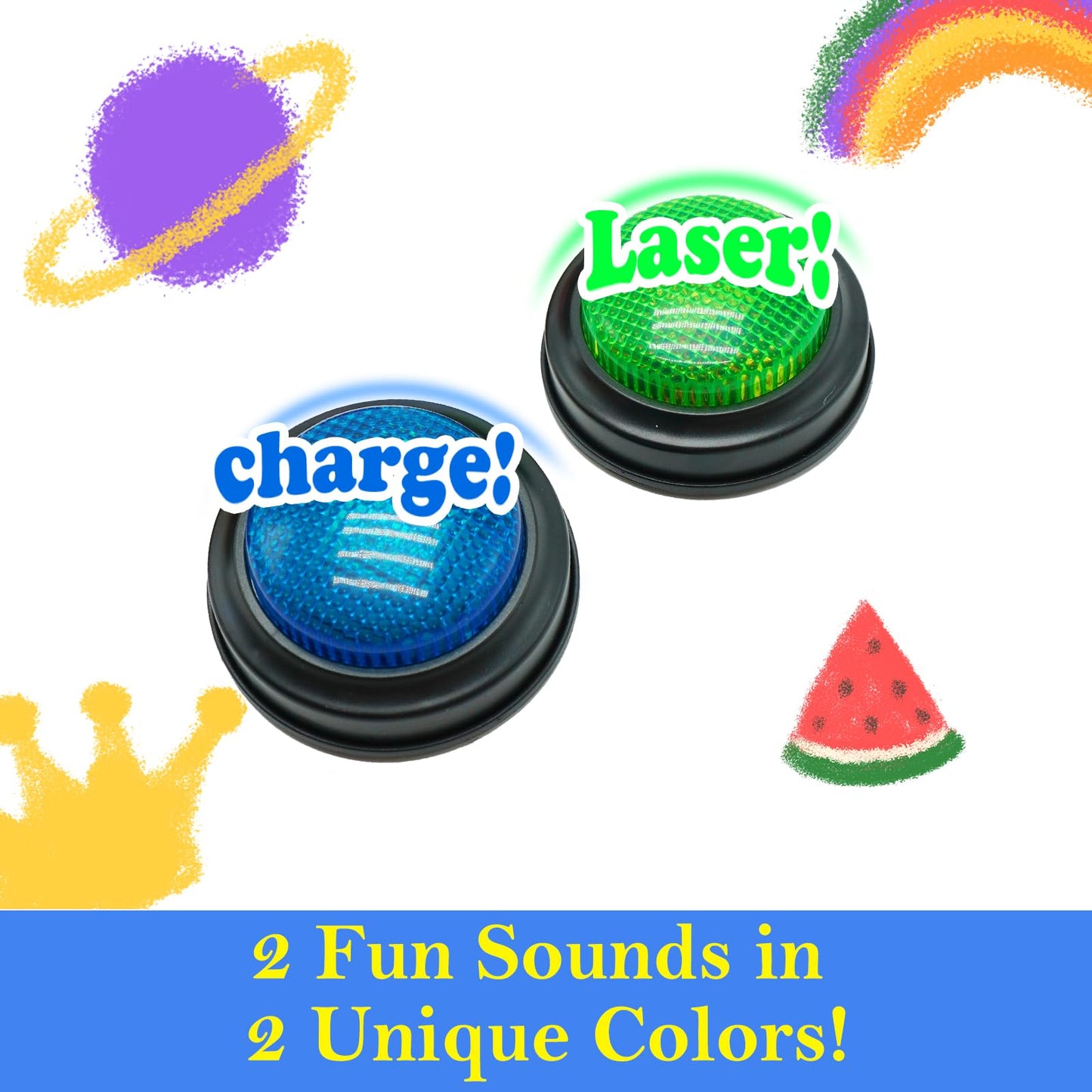 Gelabur 2-Pack Quiz Game Buzzers for Trivia Games, Answer Buzzers with Lights and Sound, Classroom Game Show Style Buzzer Buttons for Team Games