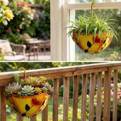 yxyzylzrx Farmhouse Metal Hanging Planter with Drainage Holes, for Outdoor Herbs Flowers Succulents on Fence Patio Porch Garden Decor