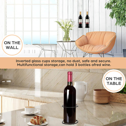 Veemoon 2pcs Wall Mounted Wine Rack Iron Single Wine Wall Holder Single Bottle Display Stand Hanging Beer Organizer Shelf Beverages Liquor Storage Bracket for Home Kitchen Bar Decor and Save Space