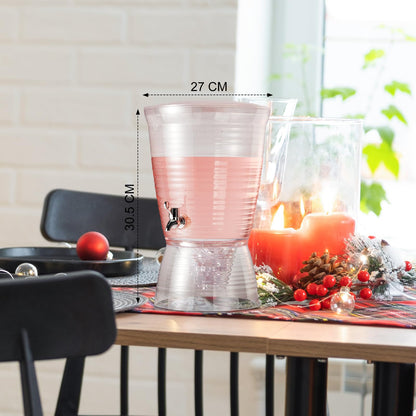 Tioncy 2 Pcs Acrylic Beverage Dispenser with Spigot 2.7 Gallon/ 10 l Clear Drink Water Dispenser Countertop with Detachable Base Iced Juice Container Unbreakable for Wedding Party