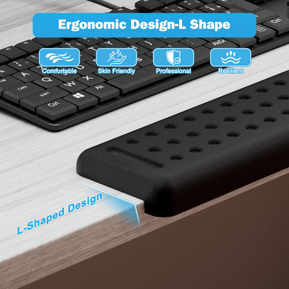 Leolee L-Shaped Desk Long Wrist Rest Elbow 60CM, Black Memory Foam Arm Rest for Desk with Non-Slip Base, Ergonomic Desk Edge Cushion, Wrist Support for Computer Keyboard, Typing, Office, Home