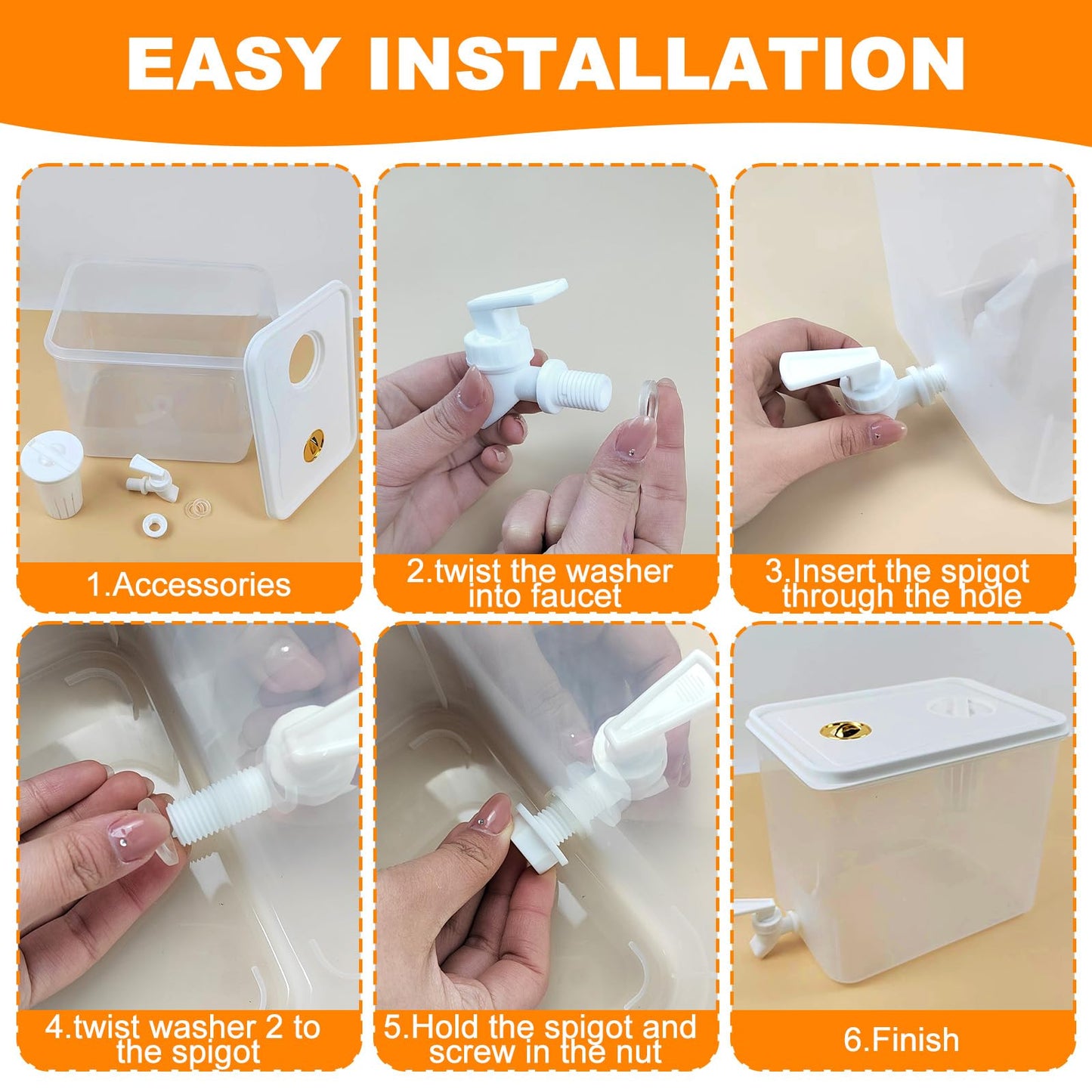2 PCS 2 Gallon Fridge Beverage Drink Dispenser with Spigot Leak Proof Lids Filter Screen Juice Container Sealed Plastic Lemonade Water Milk Cold Hot Drink Tea Jug for Parties