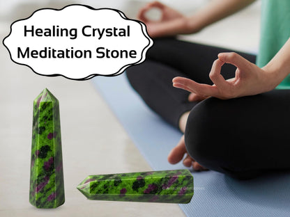 Amazing Gemstone Ruby Zoisite Crystal Towers - Natural Healing Crystal Point Obelisk for Reiki Healing and Crystal Grid (3" to 4" INCH)