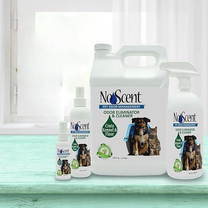 No Scent Crate Kennel & Floor Cleaner for Dog Run, Cat Carrier, Hard Surface Pet Odor & Stain Management (128 Fl Oz / 3.8 Liter) Gallon