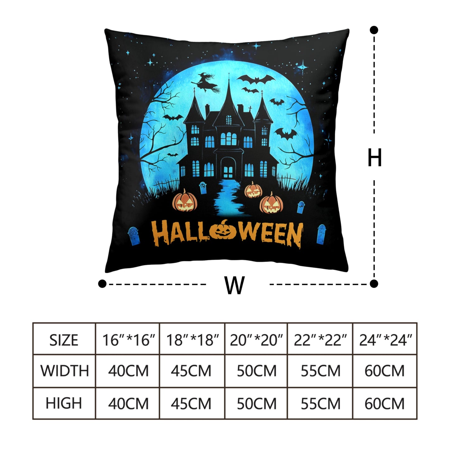 Kwlegh Halloween Pillow Covers 18x18 Set of 2 Witch Castle Throw Pillow Covers Horror Full Moon Night Pillow Case Bat Ghost Pumpkin Cushion Case for Holiday Party Home Decor Couch Sofa