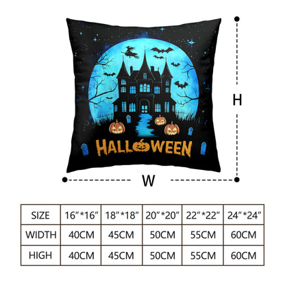 Kwlegh Halloween Pillow Covers 18x18 Set of 2 Witch Castle Throw Pillow Covers Horror Full Moon Night Pillow Case Bat Ghost Pumpkin Cushion Case for Holiday Party Home Decor Couch Sofa