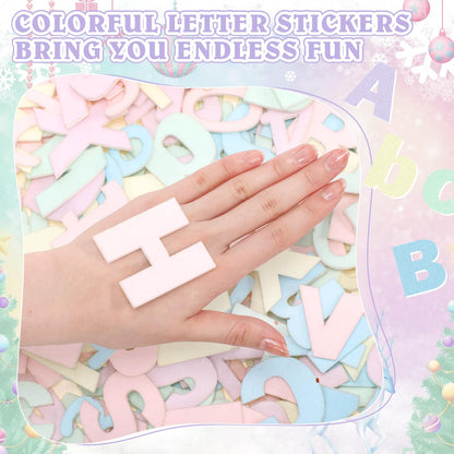 Breling 310 Pieces Felt Letter Bulletin Board Letters Sticker with Number 2" Bulk Self Adhesive ABC Upper Lowercase Sticky Letter for Xmas Gift Bulletin Board Classroom (Macarons Color)