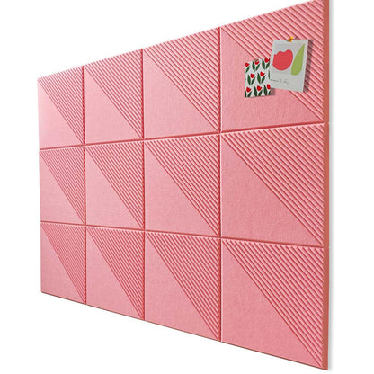 Large Cork Board for Walls 48"x 36", 12 Pack Felt Wall Tiles with Safe Removable Adhesive Tabs, Cork Board for Office,Pinboard Bulletin Board - Pink