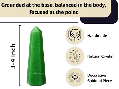 Amazing Gemstone Green Strawberry Quartz Crystal Towers - Natural Healing Crystal Point Obelisk for Reiki Healing and Crystal Grid (3" to 4" INCH)