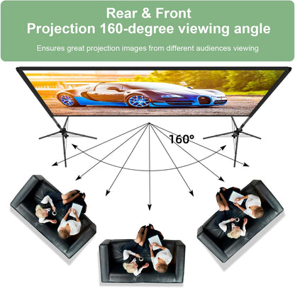 Projector Screen with Stand,DUYIKJ 120 inch Portable Outdoor Indoor Projector Screen Rear Front Projection Screen Lightweight Movie Screen16:9 4K HD with Four-Legged Frame Carry Bag for Home Theater