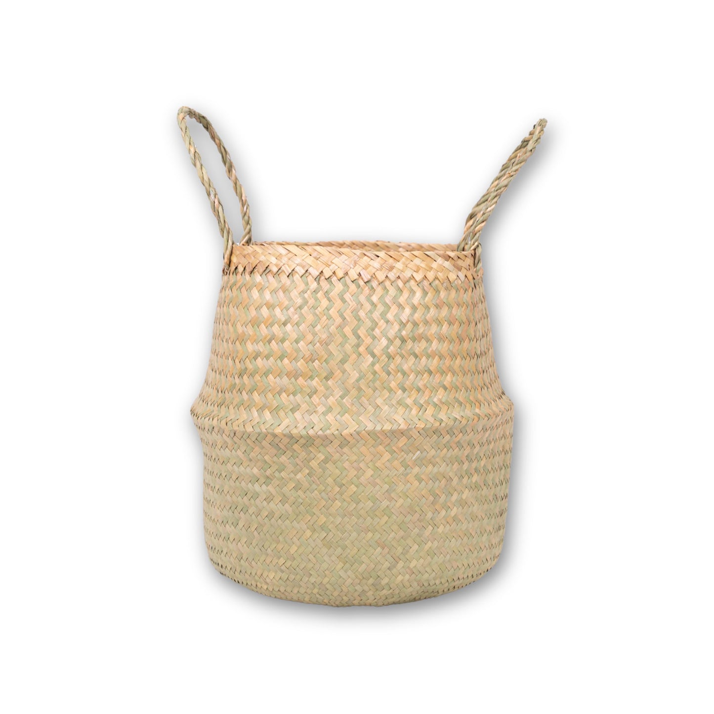 Woven Seagrass Belly Basket For Storage Plant Pot Baskets Laundry Picnic Grocery Baskets Woven Plant Pot Holder Home Decor For Storage Plants Wicker Laundry Basket (Large)