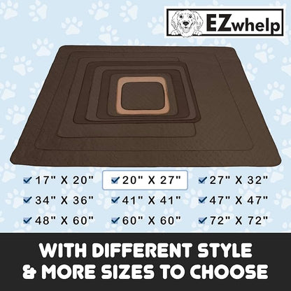 EZwhelp Reusable Dog Pee Pads - Waterproof Training Pads for Dogs - Washable & Sanitary - Rounded Corners - Laminated, Lightweight, Durable - Pet Essentials for Puppy Training and Whelping - 20" x 27"