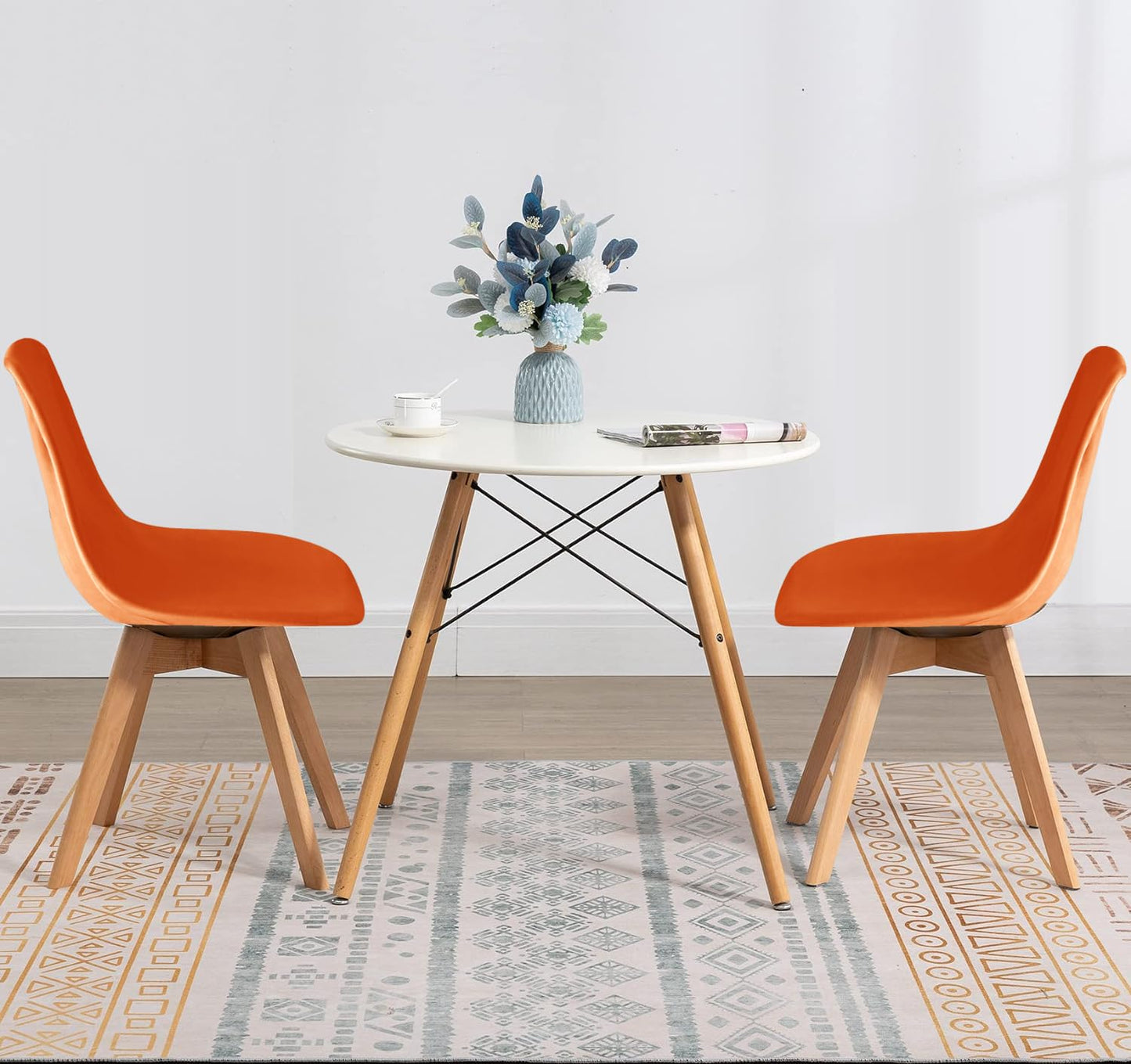SONNACH Pack of 4 Velvet Mid Century Modern Dining Chair Covers, Armless Chair Cover,Living Room Side Chair Slipcovers (Orange)