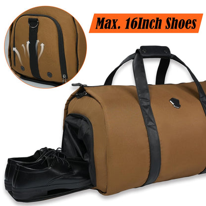 WELKINLAND 2-Suit Garment Duffle Bags for Travel Men, 60L-Large Carry on Garment Duffel Bag, Convertible Garment Duffel Bag w/Shoe Compartment, Foldable Garment Bags for Hanging Clothes Travel