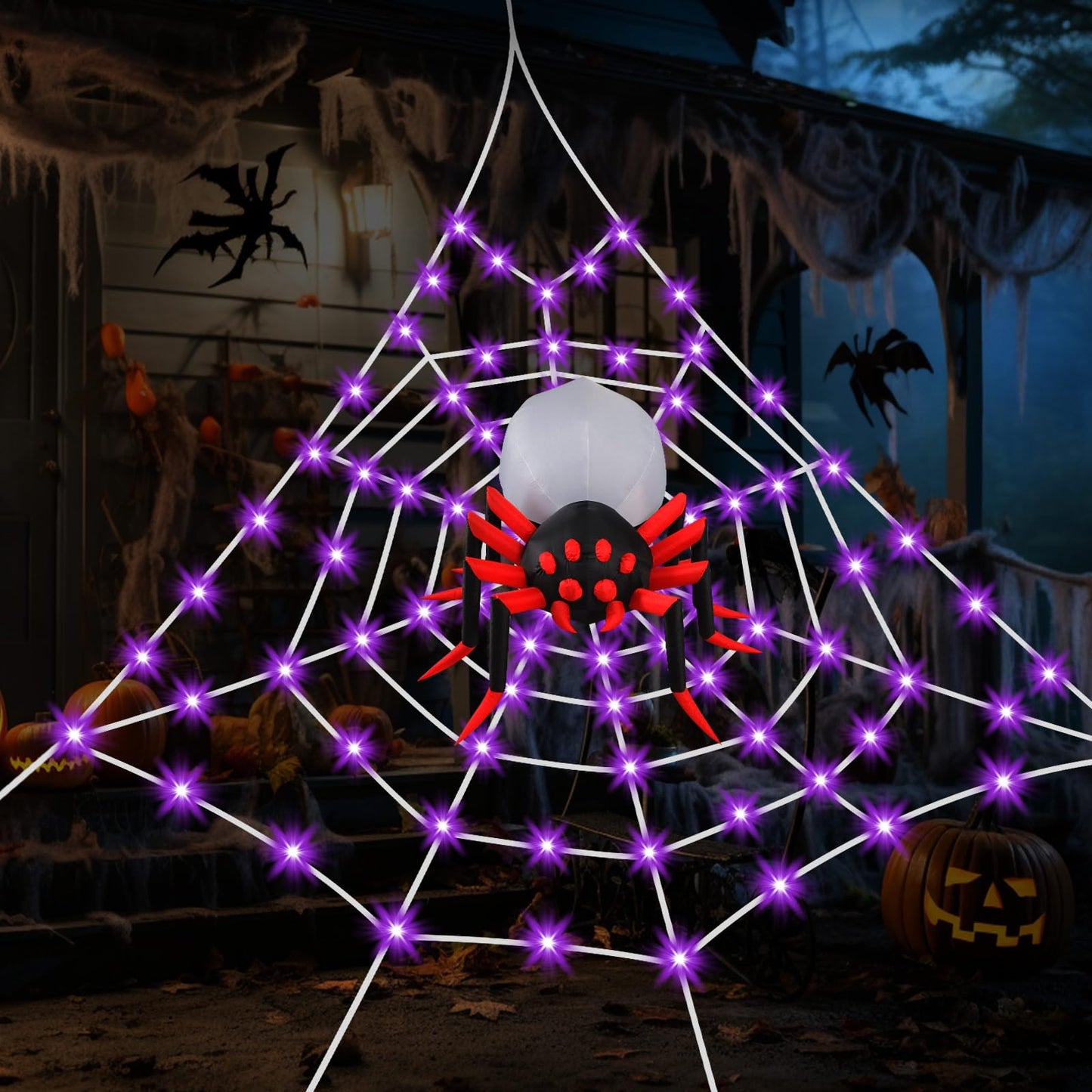 Giant Spider Webs Halloween Decoration Outdoor,Halloween Spider Web for Scary Halloween Yard Decorations