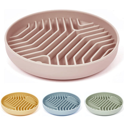 Slow Feeder Dog Bowls, Puzzle Silicone Dog Feeding Bowls with Suction Cups, Anti-Choking, Non-Slip Design, Reduces Boredom, Anxiety, Ideal for Medium to Small Dogs & Cats - XAQMHSW (Pink)