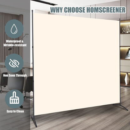 Room Divider Folding Privacy Screens with Wheels, 6FT Tall Divider for Room Separation, Movable Room Partitons and Dividers, Indoor Room Dividers Panel with Fabric (Beige, 1 Panel-71‘’-Standard)