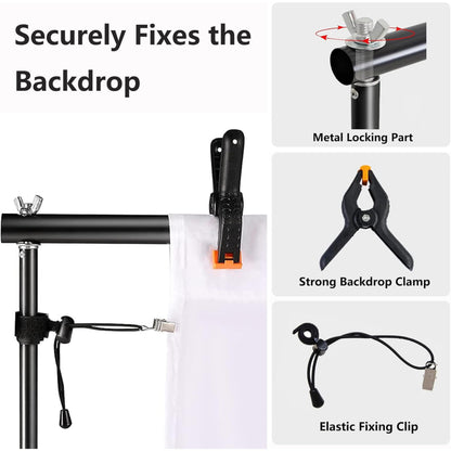 Photo Backdrop Stand, 10x9ft(WxH) Adjustable Photography Backdrop Stand, Aluminum Alloy Studio Photo Background Stand Support System for Party, Wedding, Photography, Advertising Display