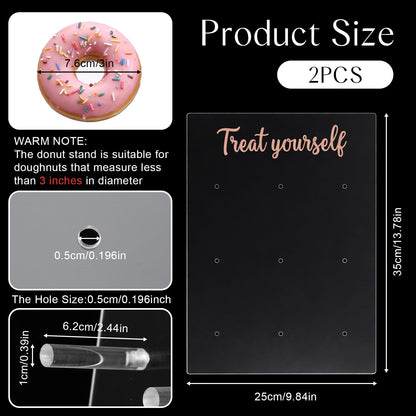 Meyeyaia 2 Pack Donut Wall Display Stand for Dessert Table, Clear Acrylic Donut Board Display Holder Wall Stand for Wedding Birthday Holiday Party Bridal Baby Shower Decorations, 13.78 x 9.84 Inch