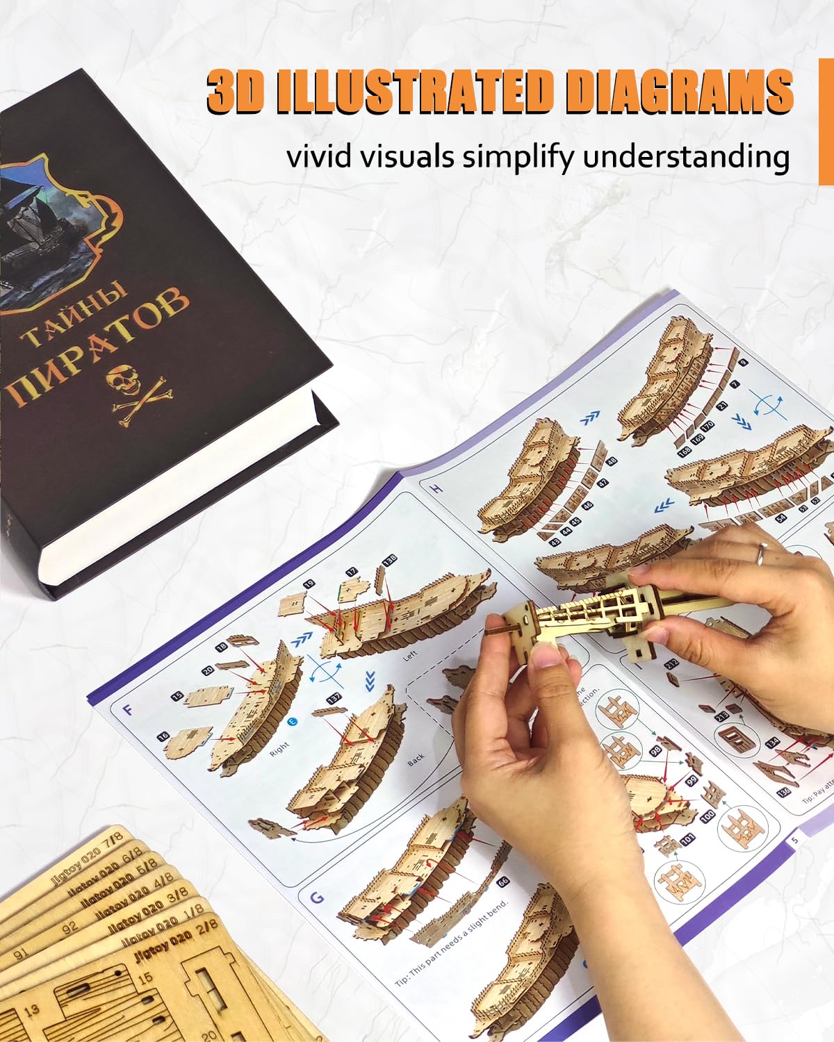 3D Wooden Flying Dutchman Pirate Ship Puzzle Kits for Adults to Build - Ideal Model for Puzzle Building Enthusiasts