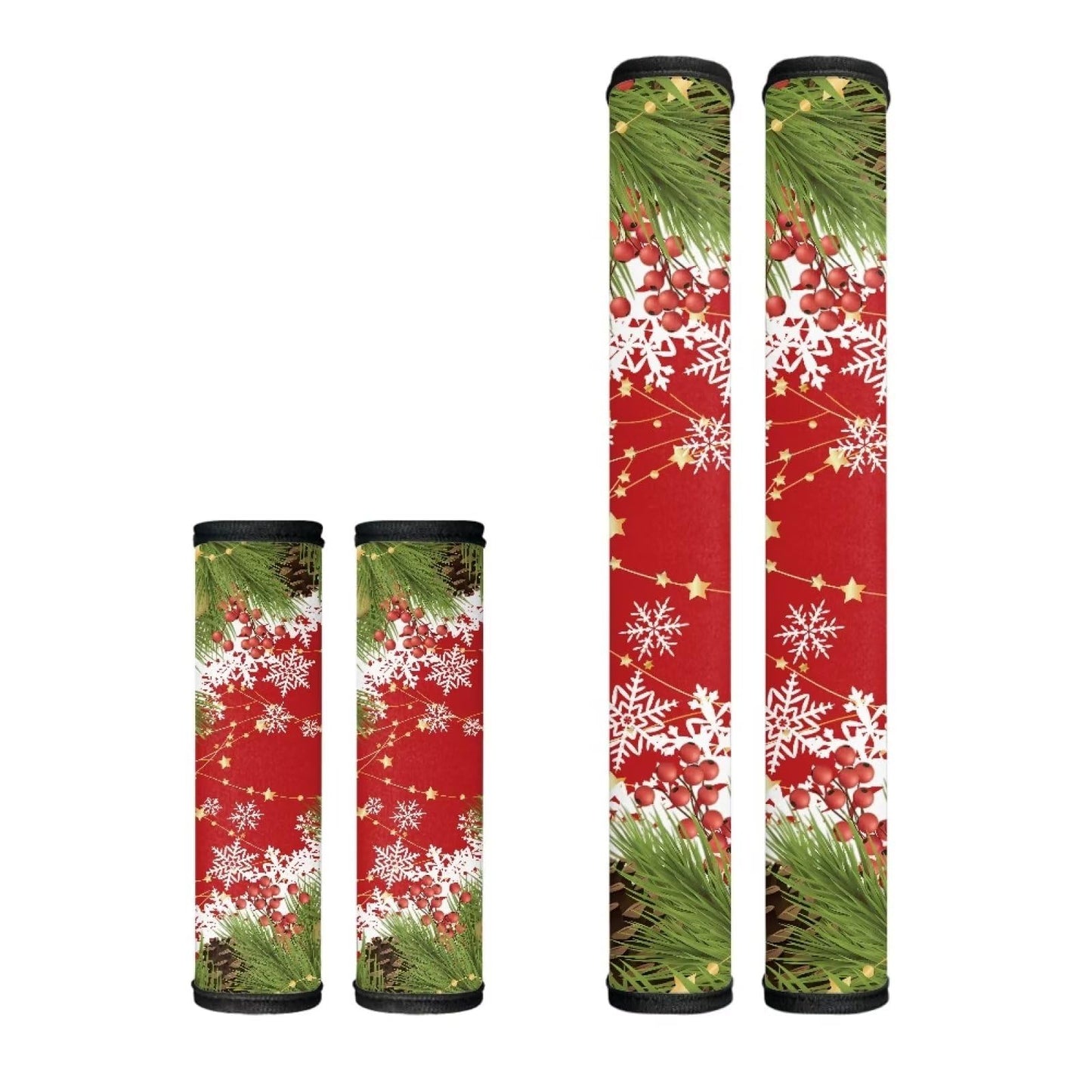 Goronwyfloyd 4 Pieces Refrigerator Microwave Handle Covers, Christmas Tree Pinecone Snowflake Kitchen Appliance Protective Sleeve for Ovens Dishwashers Cabinets Keep Clean