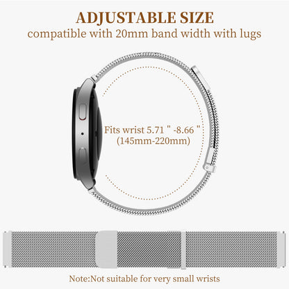 GEAK Metal Bands Compatible with Galaxy Watch 7 Band 6 5 4 FE Active 2 40mm 44mm/Galaxy 5 pro 45mm/Classic, 20mm Stainless Steel Milanese Mesh Loop Magnetic Strap for Samsung Watch Bands Women Men