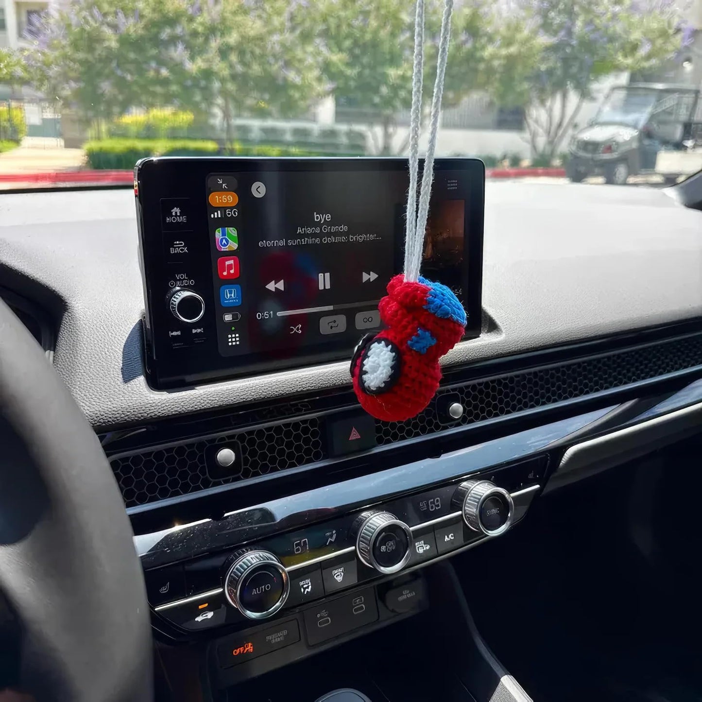 Crochet Spider Car Rear View Mirror Hanging Accessories Cute Rearview Ornament Car Decor Charm Truck Interior Hanger for Men Son Women