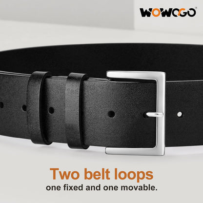 WOWOGO Black Wide Leather Belt for Women Dresses 1.9" Fashion Thick Chunky Wide Waist Belt with Silver Buckle