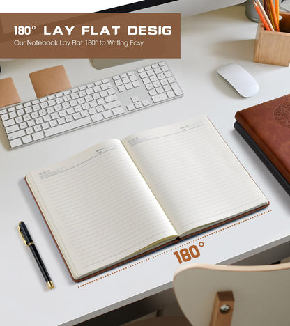 Biuwory B5 Leather Journal Notebook, 256 Lined Pages, Hardcover 7.8"×10.2"