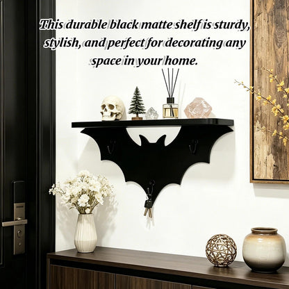 Zoonlinpp Bat Shelf Floating Shelves for Wall Halloween Gothic Room Decor for Bedroom Kitchen Livingroom Wall Shelf with 3 Key Hooks