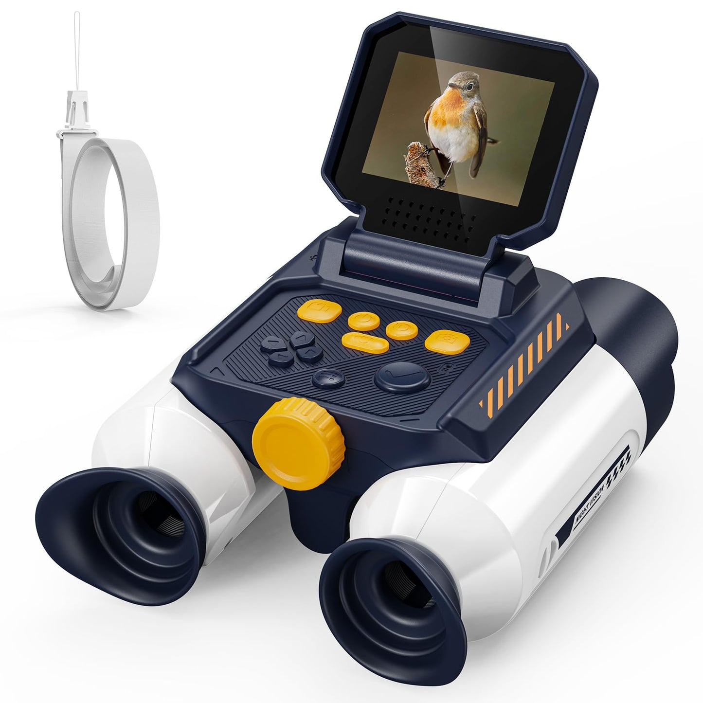 Aspoven Binoculars for Kids, Night Vision with 2.4" Screen, HD Digital Binoculars for Boys and Girls Ages 4-12, Portable Kids Binocular, Photo Video Capture & 9 Puzzle Games (White)