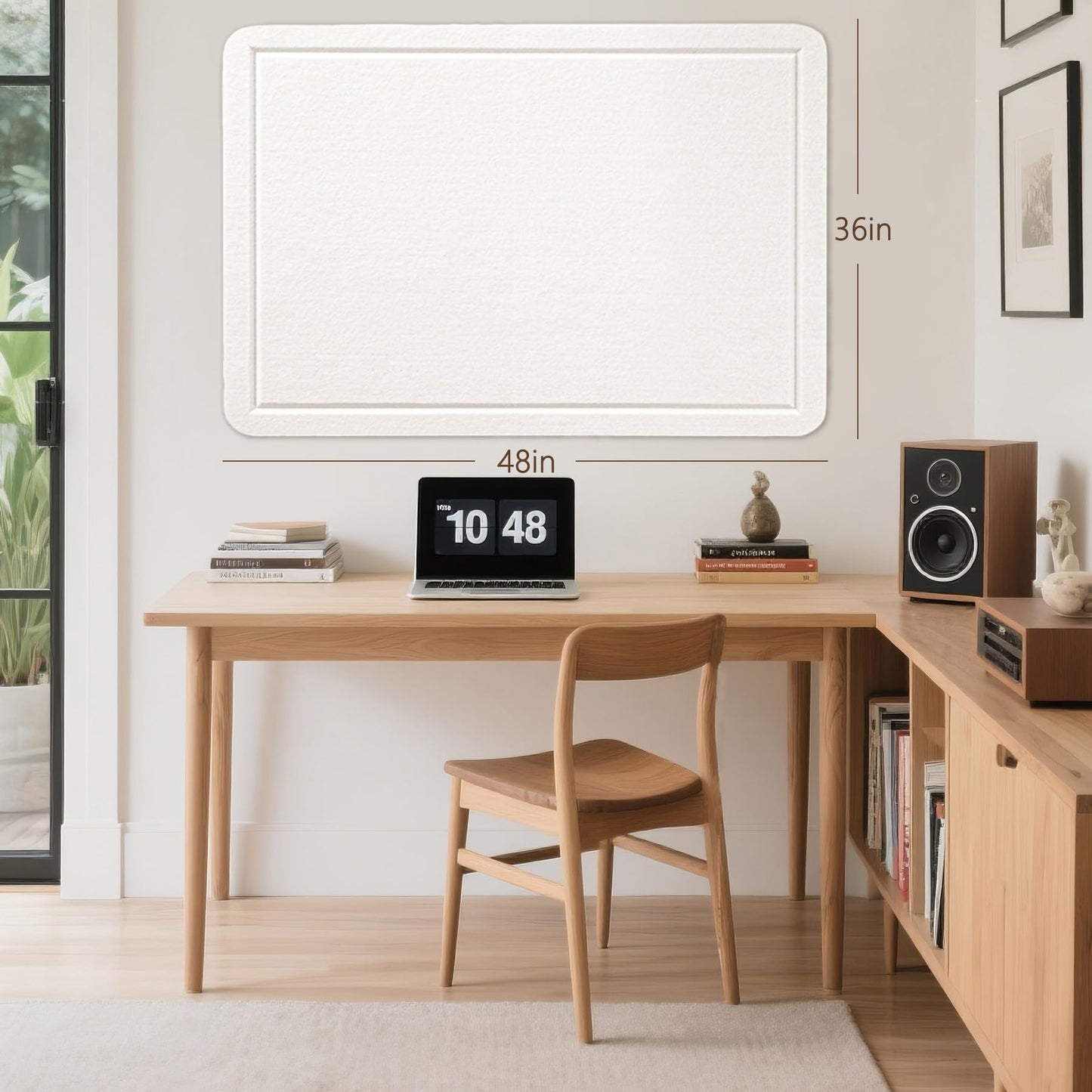 Lightomorrow Large Bulletin Board, 48 x 36 Inches Cork Board Alternative Decorative Felt Pin Board with Safe Removable Adhesives & 20 Push Pins for Home Office Classroom Walls-Creamy White