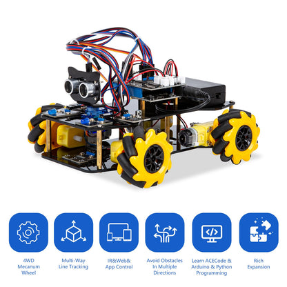 ACEBOTT Smart Robot Car Kit Compatible with Arduino, Robotics for Kids Ages 8-12 12-16, Electronic Programming Project/STEM Science Kits Coding Gifts for Adults and Youths