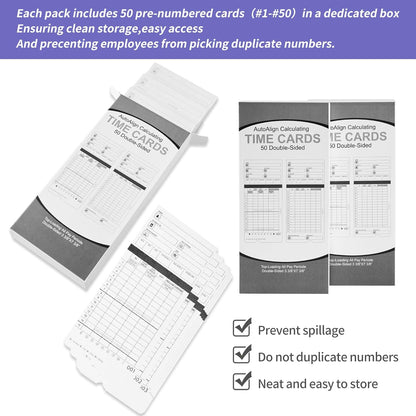 100 Time Cards for HN4000 AutoAlign Calculating Time Clocks