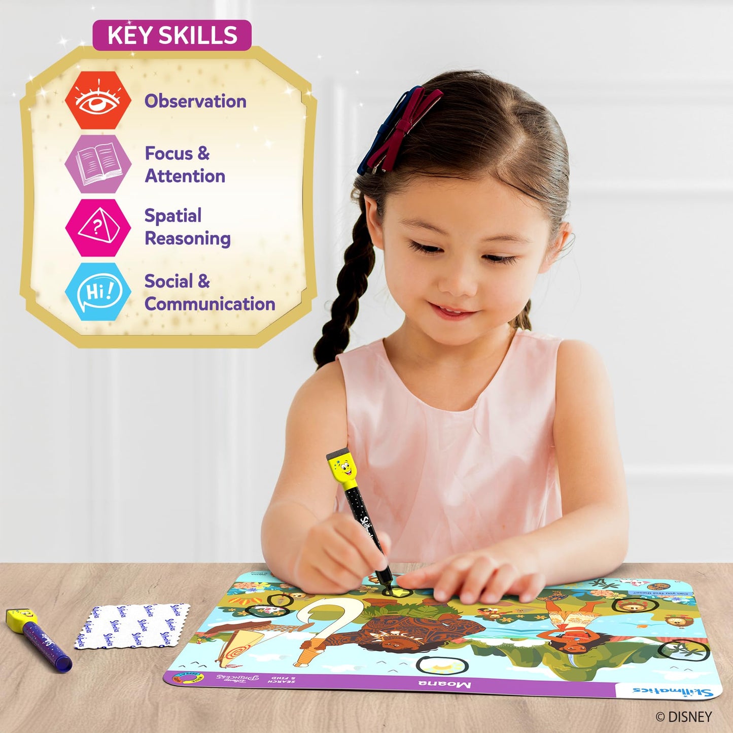 Skillmatics Search and Find Disney Princess Educational Game - Reusable Preschool Learning Activity, Perfect for Toddlers & Kids, Screen-Free Fun, Art & Crafts, Gifts for Boys & Girls Ages 3, 4, 5, 6