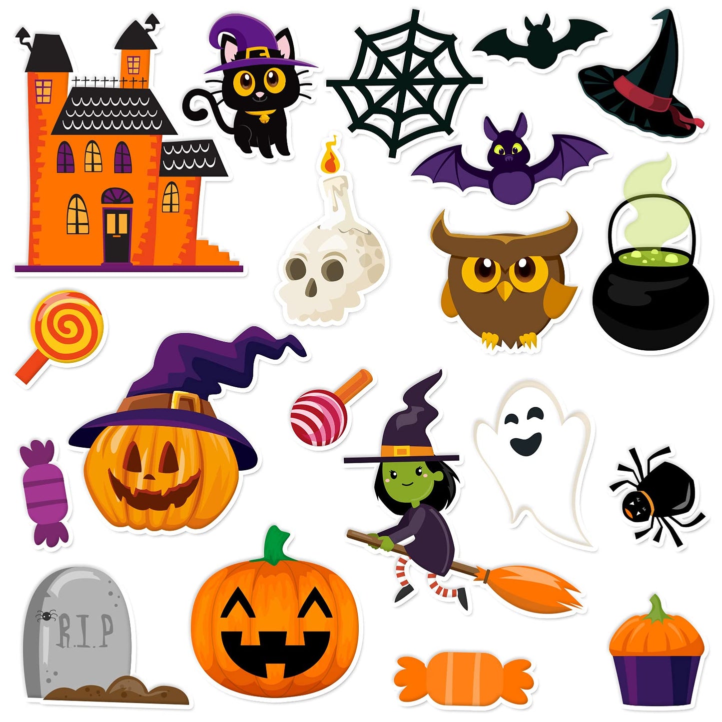 40 PCS Halloween Thick Gel Clings Halloween Window Gel Clings Decals Stickers for Kids, Toddlers and Adults Home Airplane Classroom Nursery Pumpkin Party Supplies Decorations Removable and Reusable