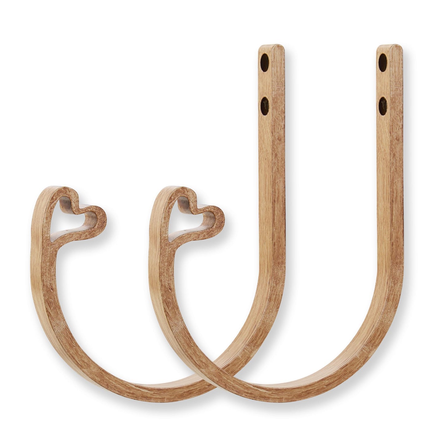 2Pcs Curtain Holdback,Premium Solid Aluminum Wall Mounted Curtain Tiebacks,Rust-Proof,Light Wood Grain