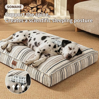SOMAHE 4 Inch Orthopedic Dog Bed for Crate, 35 x 27 Inch, Coffee Chenille | Washable Removable Cover, Waterproof Inner Liner, Non-Slip Bottom, Orthopedic Dog Crate Mattress for Medium & Large Dogs