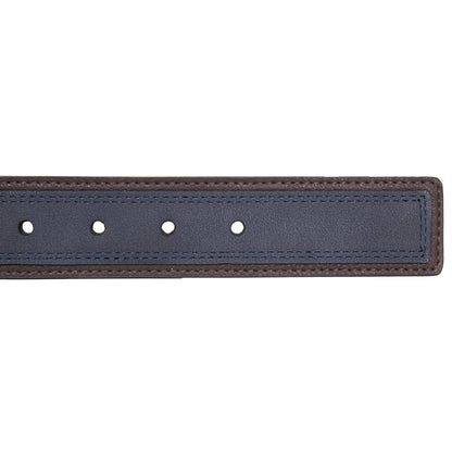 Nautica Men's Casual Leather Belt | Everyday | Classic | Pants | Jeans | Khakis | Chinos | Metal Buckle, Casual Overlay - Navy, 44 Inches